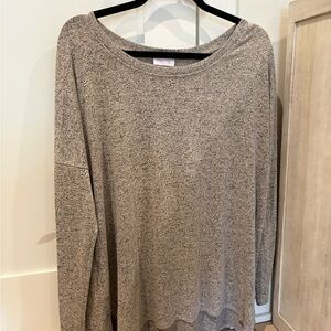 Pink Lily Neutral Taupe Marled Long-Sleeve Top